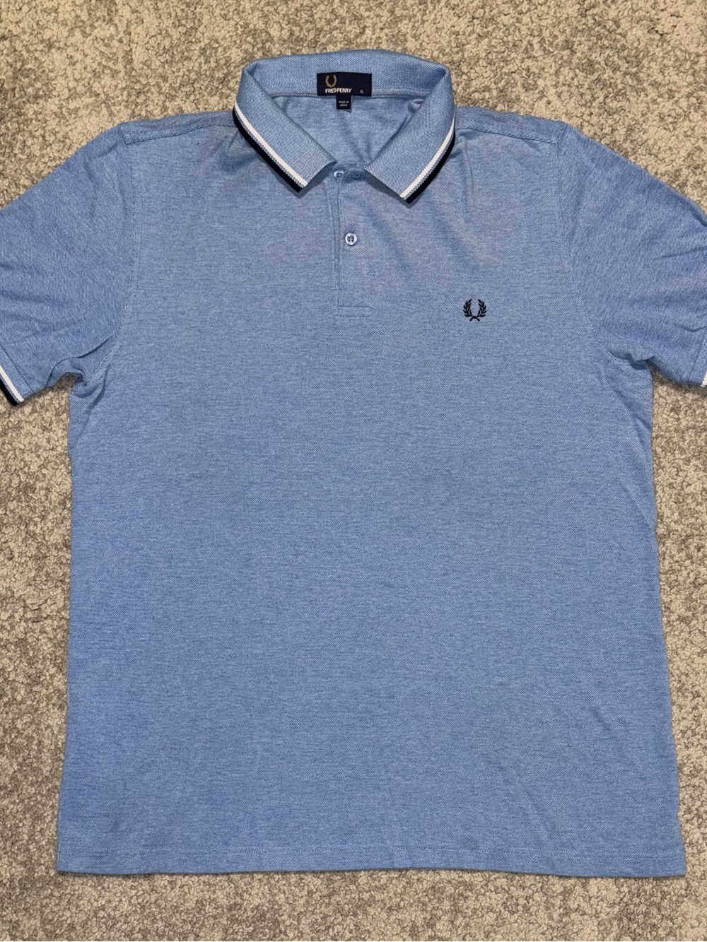 Fred Perry M3600 Twin Tipped Pique Polo Mens XL Blue